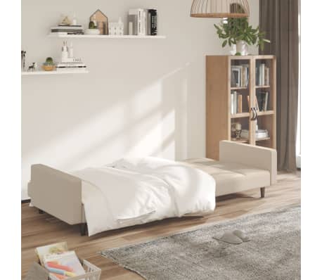 vidaXL Dvivietė sofa-lova, kreminės spalvos, mikropluoštas