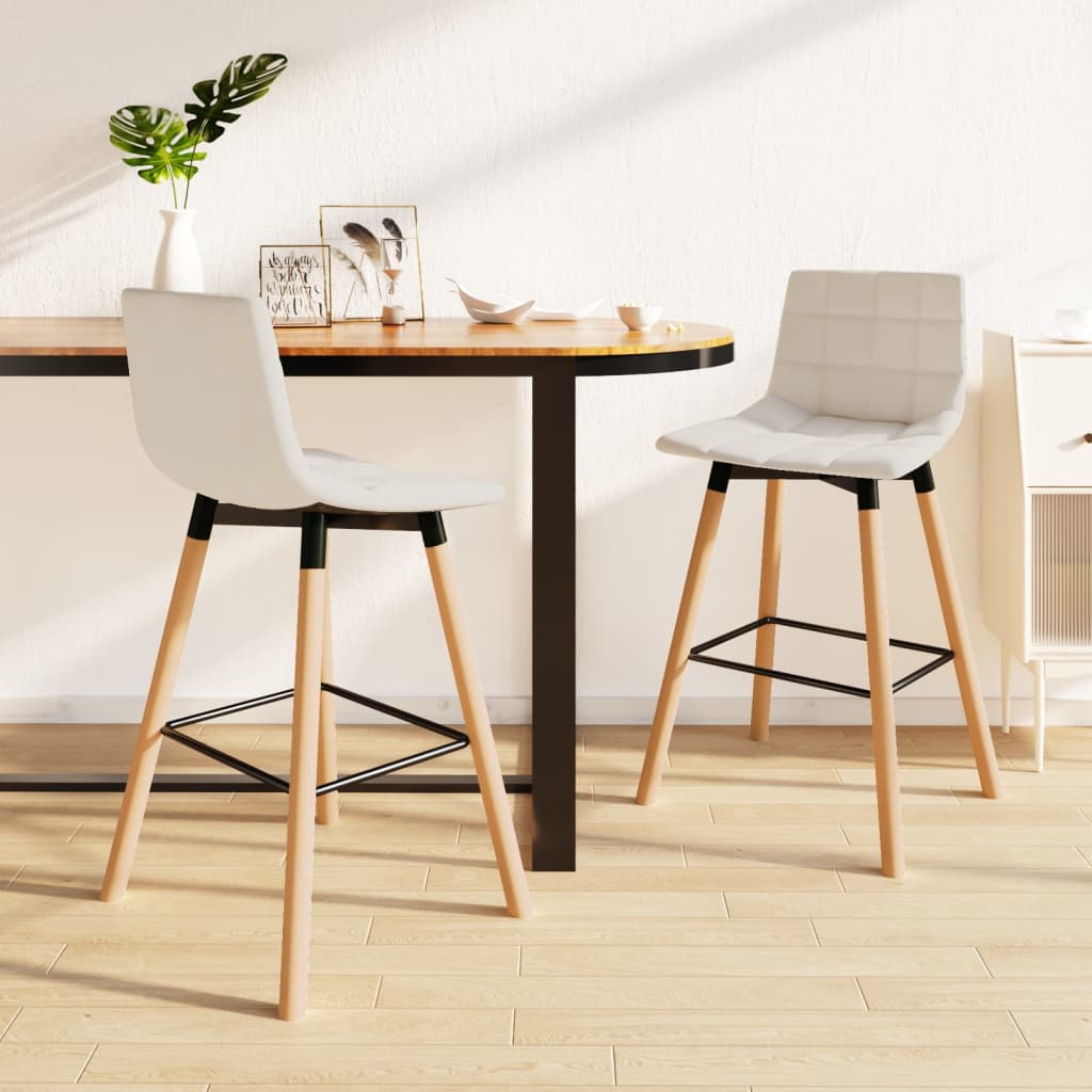 vida XL Barhocker 2 Stk. Creme Stoff