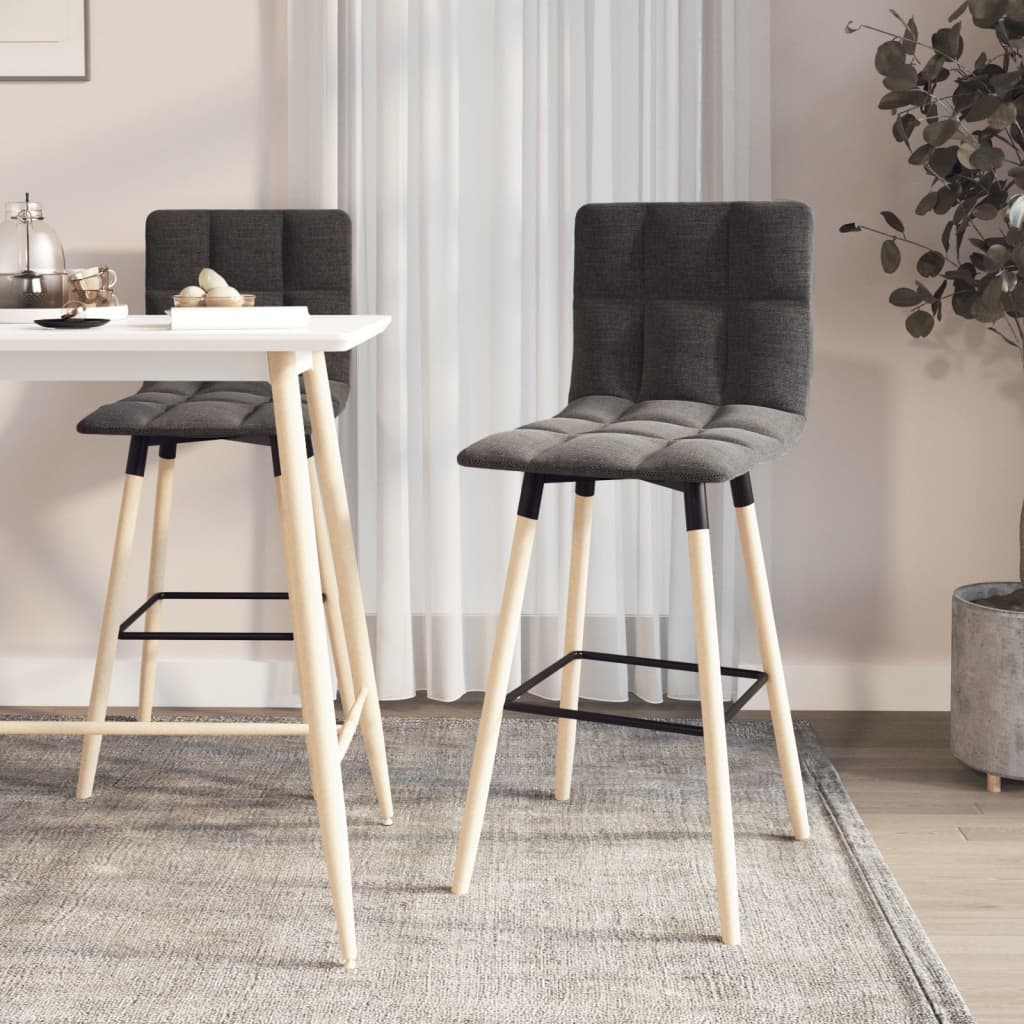 vida XL Barhocker 2 Stk. Dunkelgrau Stoff