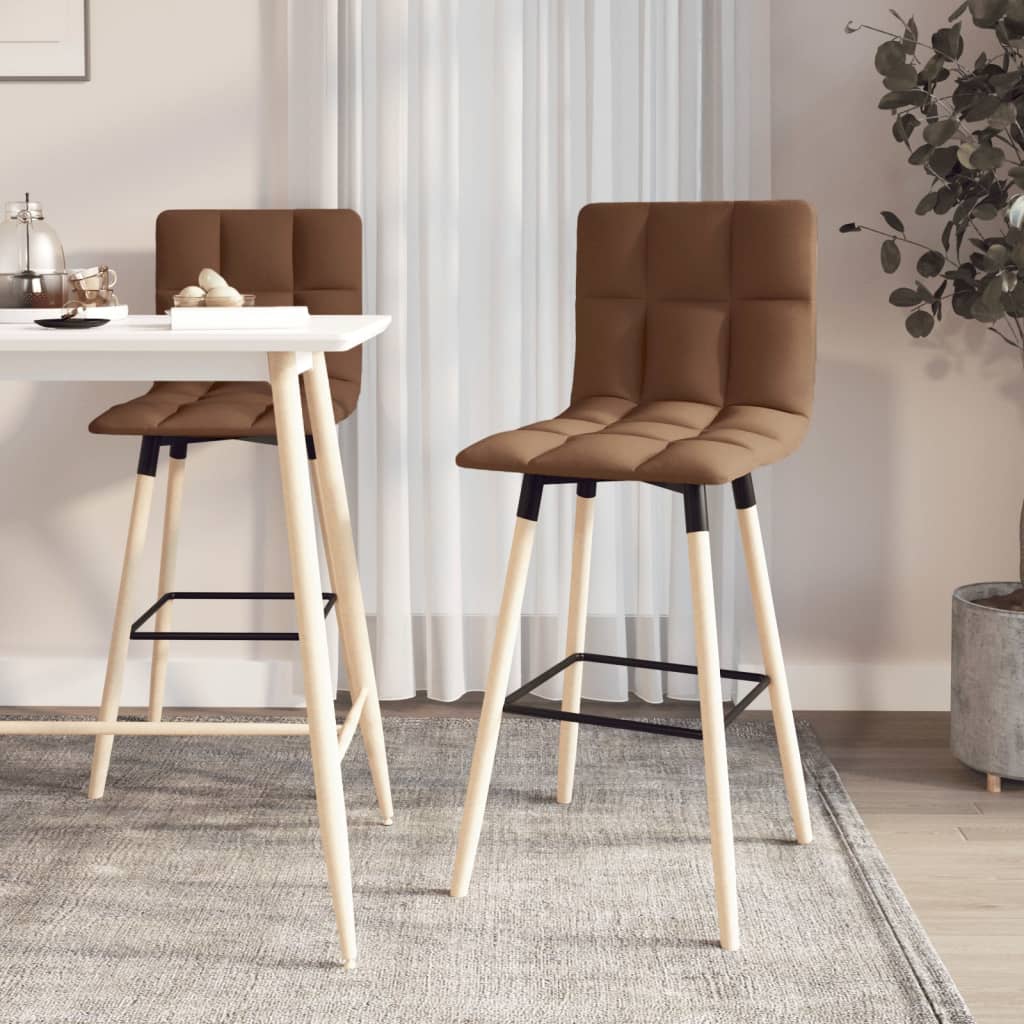 vida XL Barhocker 2 Stk. Braun Stoff