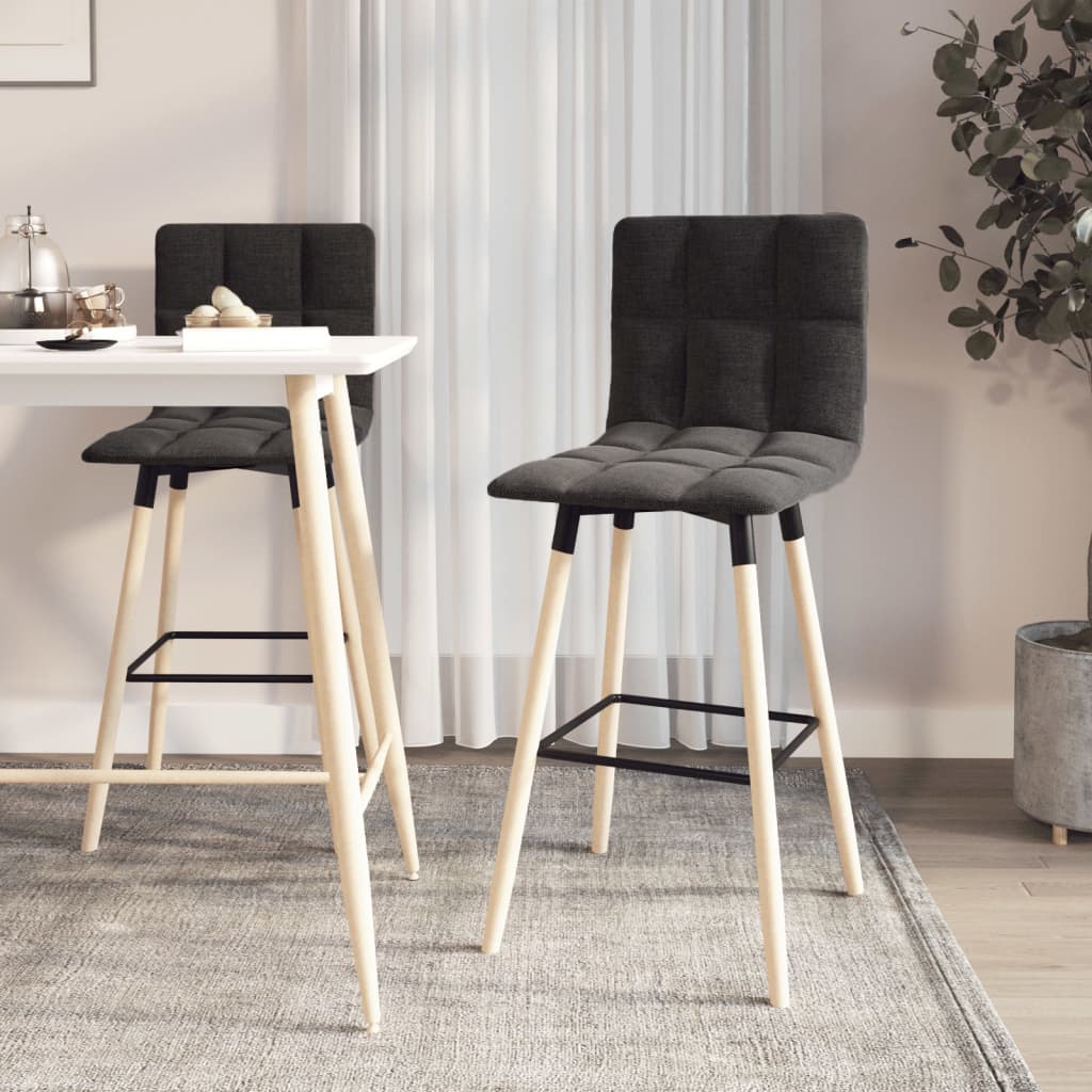 vida XL Barhocker 2 Stk. Schwarz Stoff