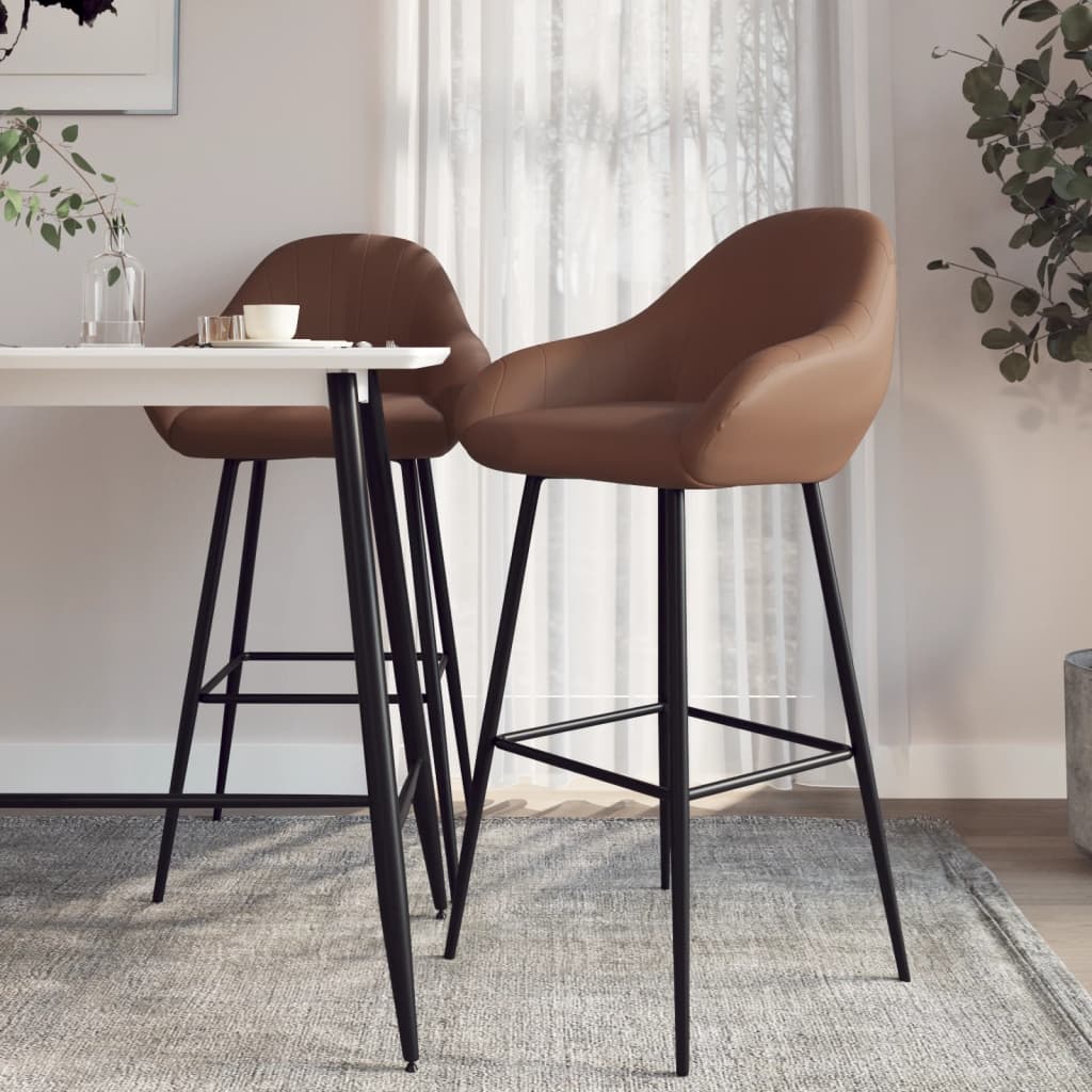 Tabourets de bar lot de 2 marron foncé similicuir