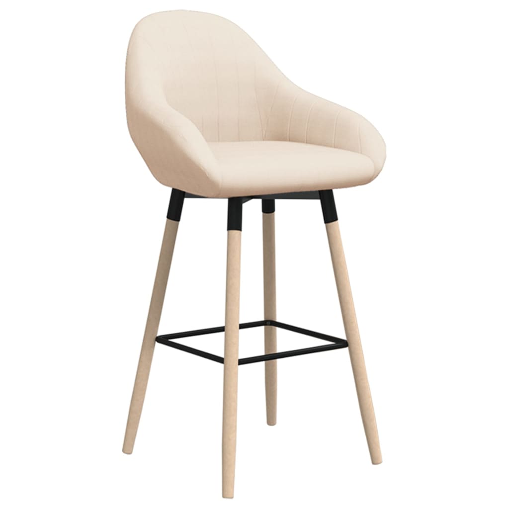 vidaXL Tabourets de bar lot de 2 crème tissu