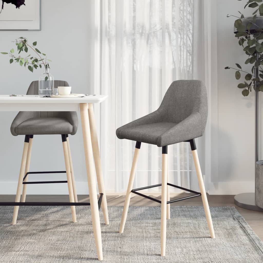 vida XL Barhocker 2 Stk. Hellgrau Stoff