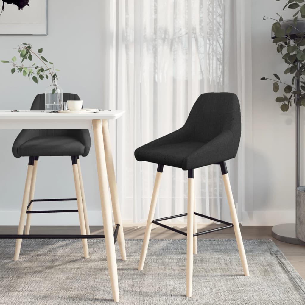 vida XL Barhocker 2 Stk. Schwarz Stoff