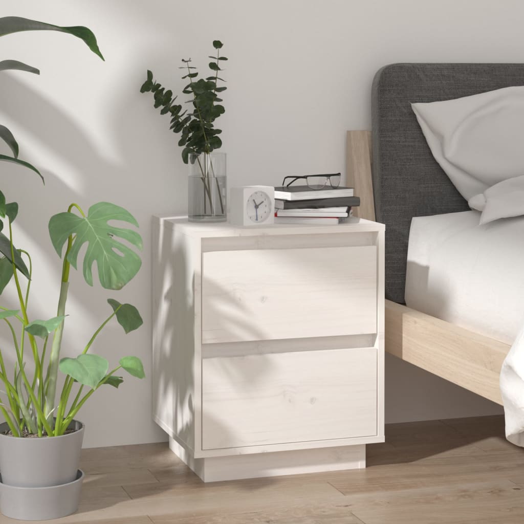 

vidaXL Nachtkastjes 2 st 40x35x50 cm massief grenenhout wit