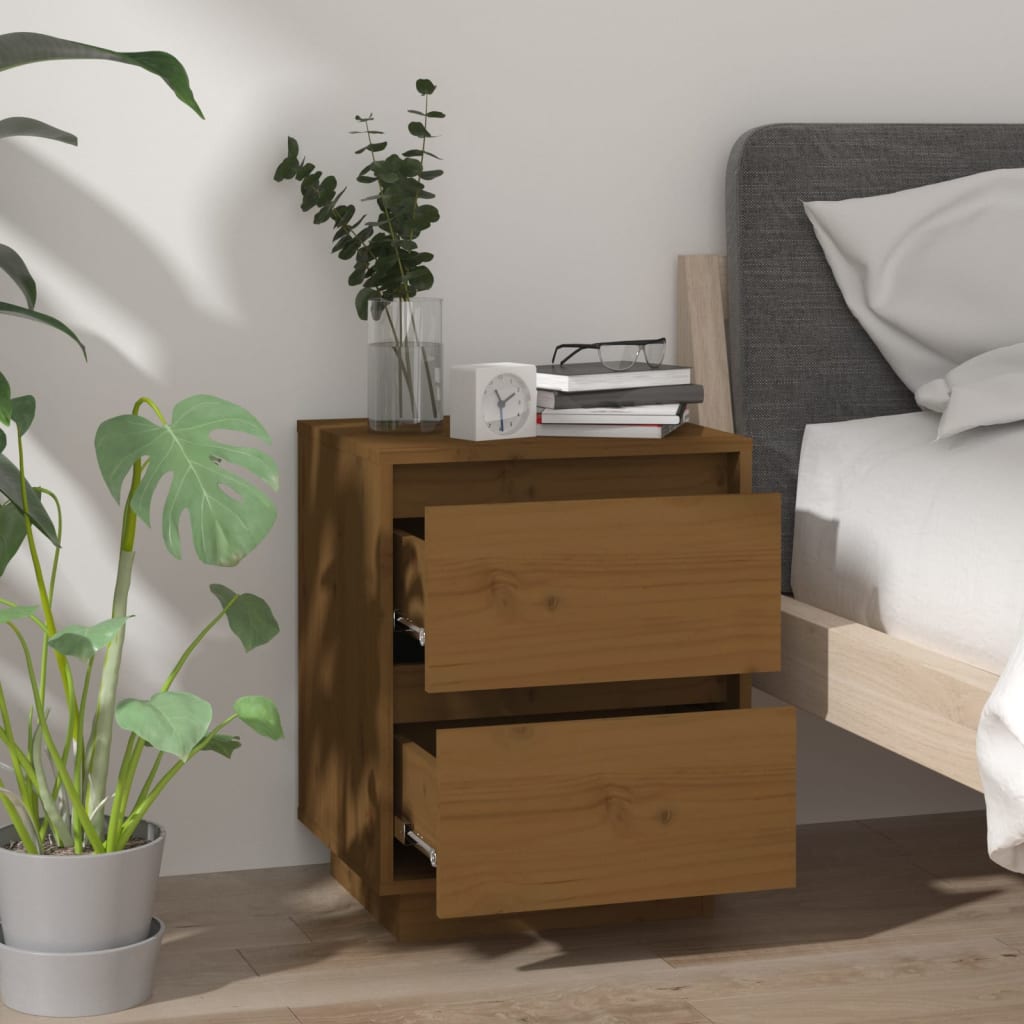 

vidaXL Nachtkastje 40x35x50 cm massief grenenhout honingbruin