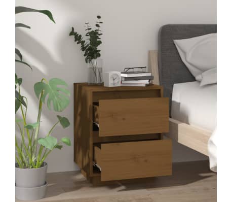vidaXL Table de chevet Marron miel 40x35x50 cm Bois de pin massif