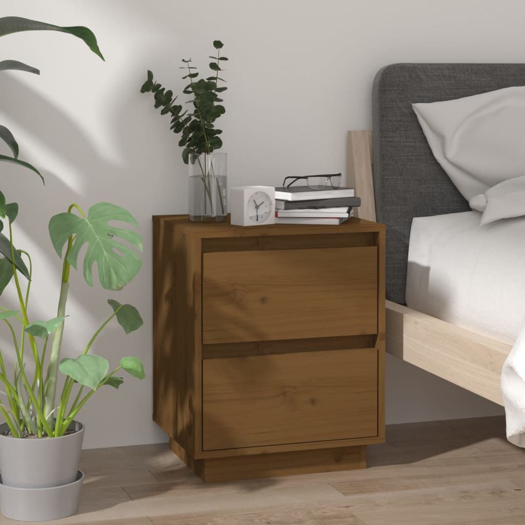 

vidaXL Nachtkastjes 2 st 40x35x50 cm massief grenenhout honingbruin