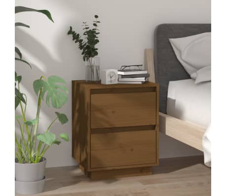 vidaXL Nattbord 2 stk honningbrun 40x35x50 cm heltre furu