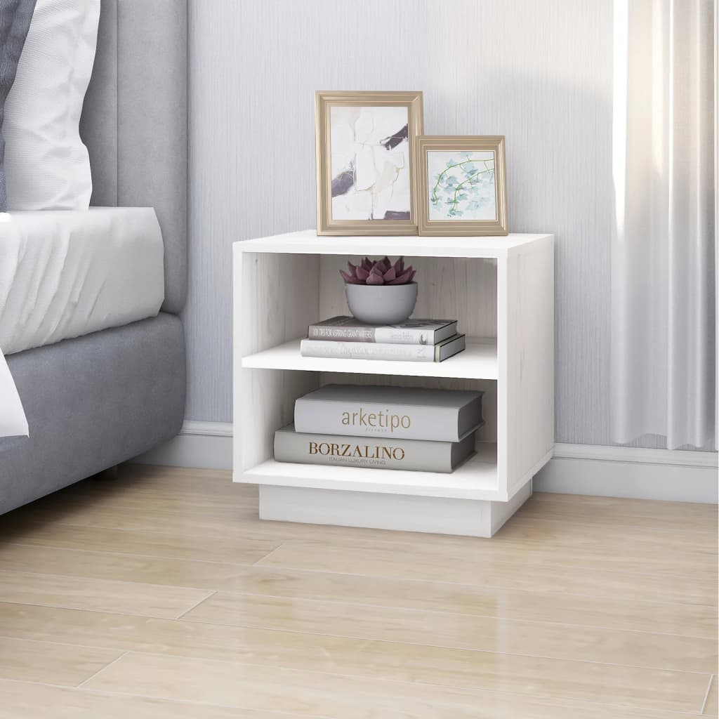 

vidaXL Nachtkastje 40x34x40 cm massief grenenhout wit