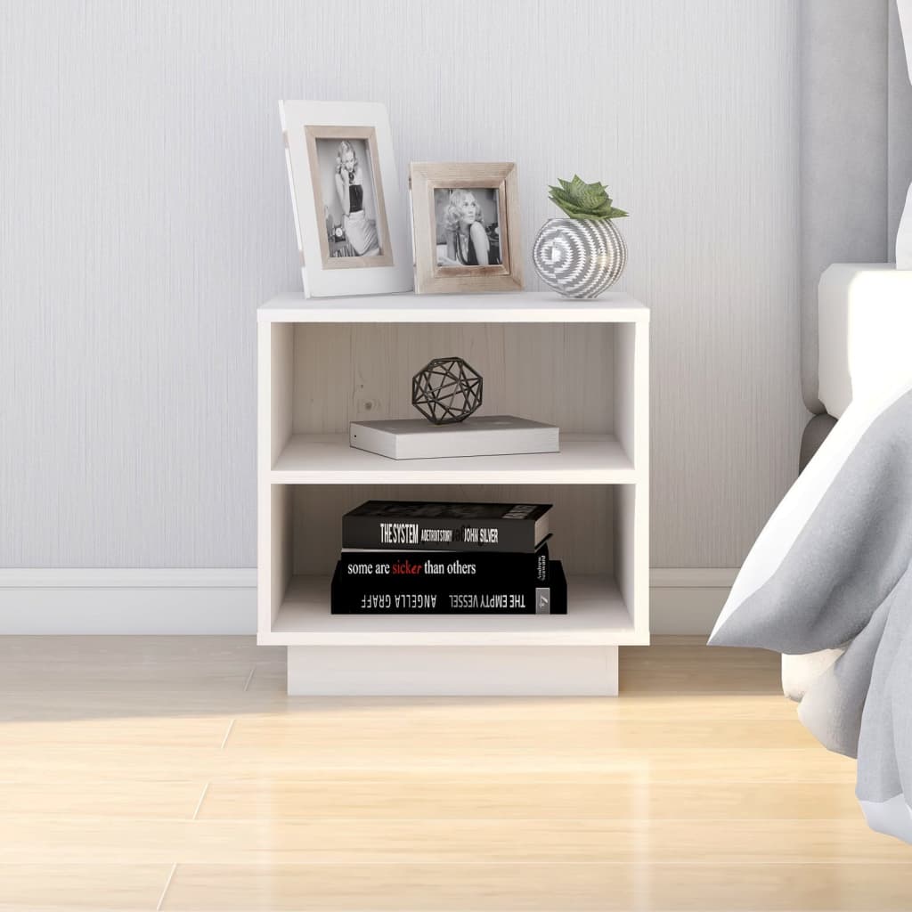 813327 vidaXL Bedside Cabinet White 40x34x40 cm Solid Wood Pine