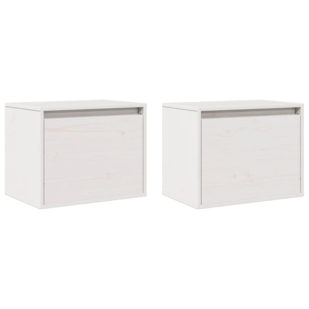 

vidaXL Wandkasten 2 st 45x30x35 cm massief grenenhout wit