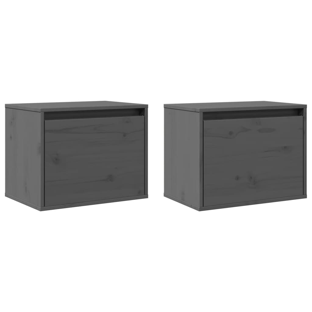 vidaXL Dulapuri de perete, 2 buc., gri, 45x30x35 cm, lemn masiv de pin