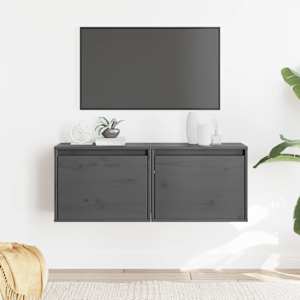 Stenska omarica 2 kosa siva 40x30x50 cm trdna borovina