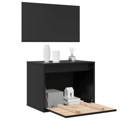 vidaXL Ντουλάπι Τοίχου Μαύρο 45 x 30 x 35 εκ. από Μασίφ Ξύλο Πεύκου