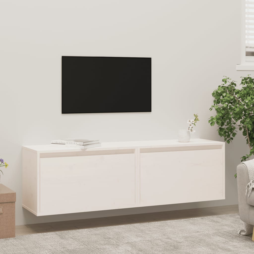 

vidaXL Wandkasten 2 st 60x30x35 cm massief grenenhout wit