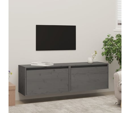 vidaXL Veggskap 2 stk gr&aring; 60x30x35 cm heltre furu