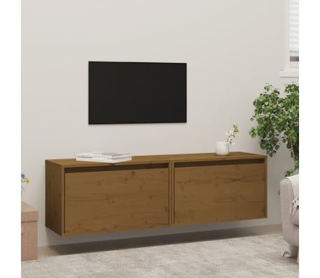 vidaXL Veggskap 2 stk honningbrun 60x30x35 cm heltre furu