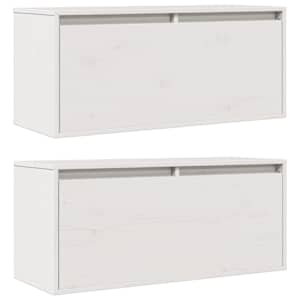vidaXL Стенни шкафове, 2 бр, бели, 80x30x35 см, бор масив