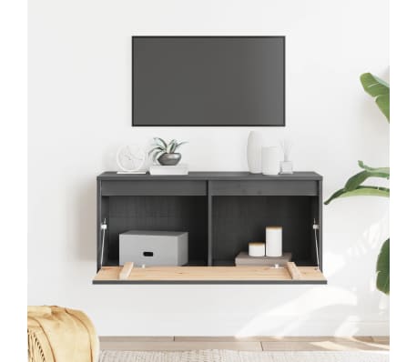 vidaXL Wall Cabinet Grey 80x30x35 cm Solid Wood Pine