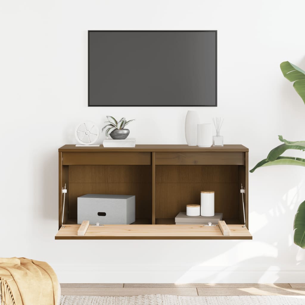 

vidaXL Wandkast 80x30x35 cm massief grenenhout honingbruin