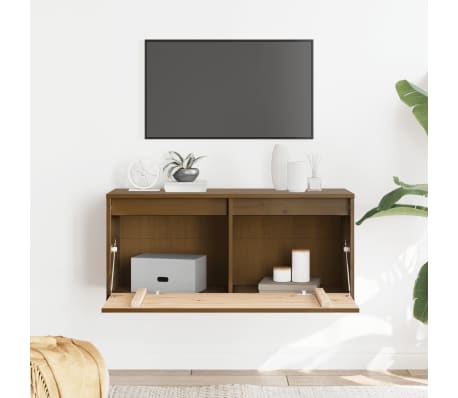 vidaXL Wall Cabinet Honey Brown 80x30x35 cm Solid Wood Pine