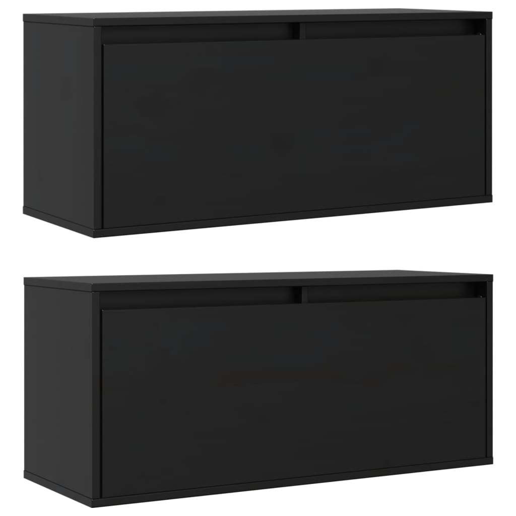 

vidaXL Wandkasten 2 st 80x30x35 cm massief grenenhout zwart