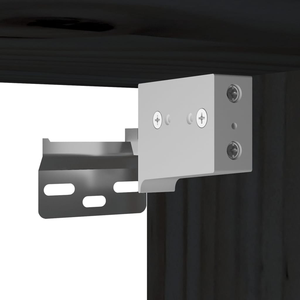 2 db fekete tömör fenyőfa faliszekrény 80 x 30 x 35 cm