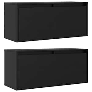vidaXL Dulapuri de perete 2 buc. negru 80x30x35 cm lemn masiv de pin