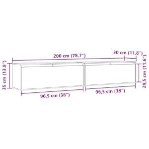 Nástěnné skříňky 2 ks 100 x 30 x 35 cm masivní borové dřevo - obrázek 15