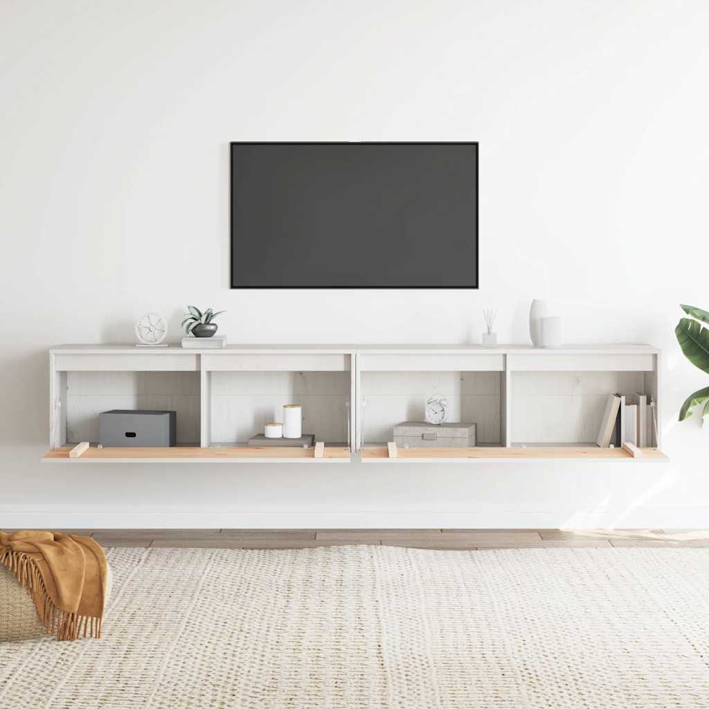 vidaXL 2 darab fehér tömör fenyőfa faliszekrény 100 x 30 x 35 cm