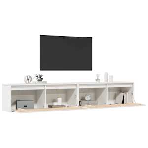 Nástěnné skříňky 2 ks bílé 100x30x35 cm masivní borové dřevo - obrázek 4