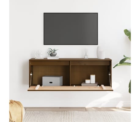 vidaXL Wall Cabinet Honey Brown 100x30x35 cm Solid Wood Pine