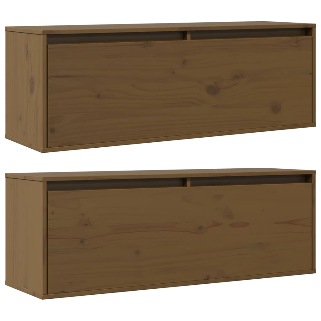 

vidaXL Wandkasten 2 st 100x30x35 cm massief grenenhout honingbruin