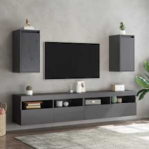vidaXL Ντουλάπια Τοίχου 2 τεμ. Γκρι 30x30x60 εκ από Μασίφ Ξύλο Πεύκου