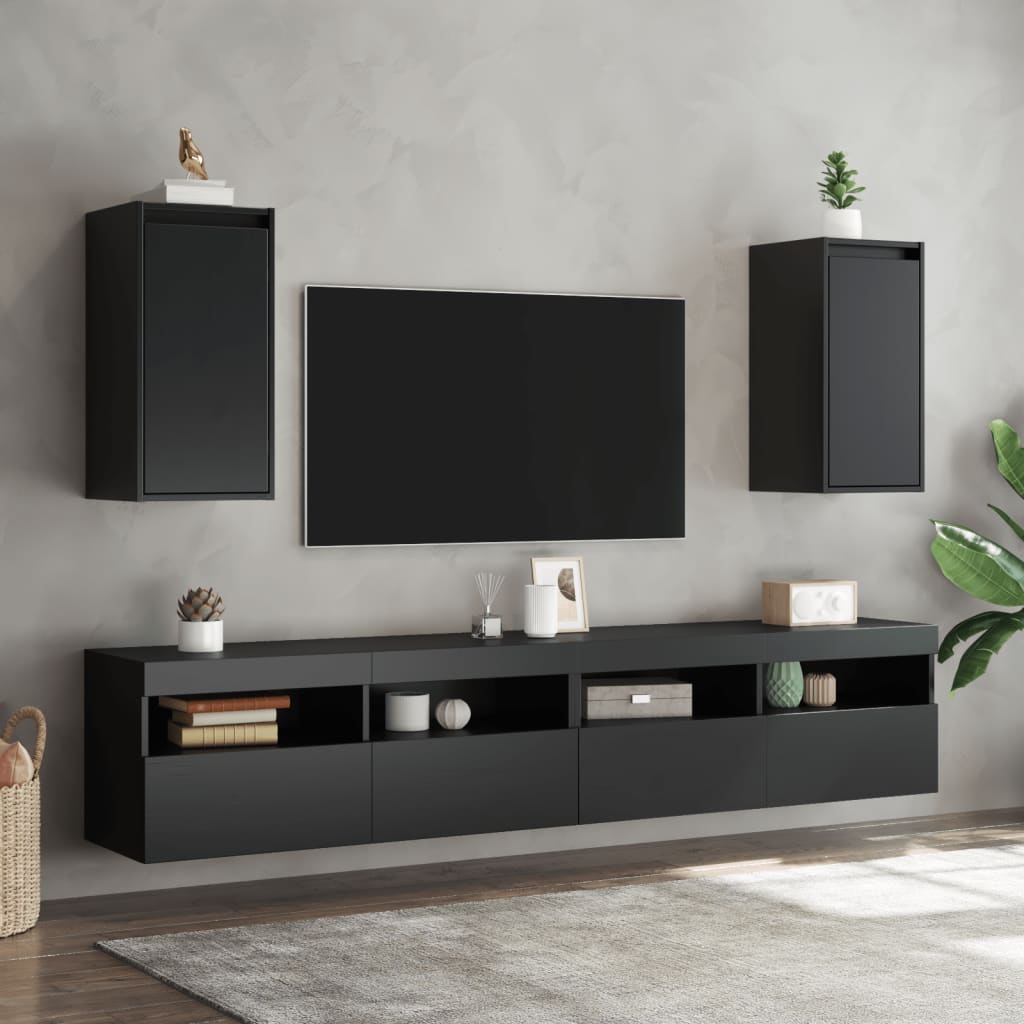 

vidaXL Wandkasten 2 st 30x30x60 cm massief grenenhout zwart
