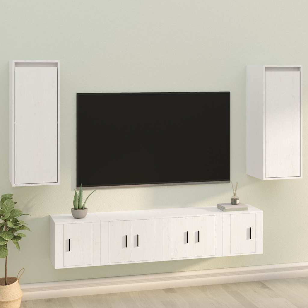 vidaXL Szafki �cienne, 2 szt., bia�e, 30x30x80 cm, lite drewno sosnowe