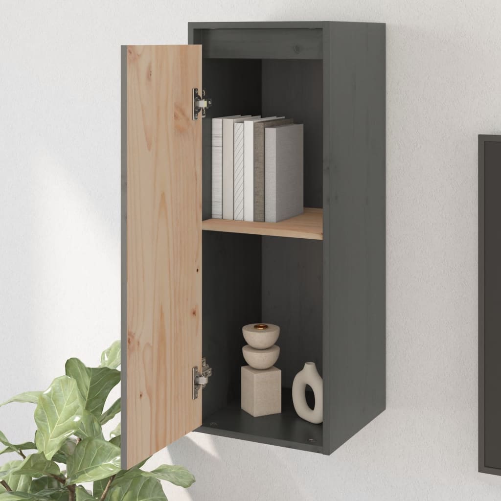 vidaXL Wandkast 30x30x80 cm massief grenenhout grijs afbeelding