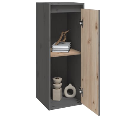 vidaXL Wandkasten 2 st 30x30x80 cm massief grenenhout grijs