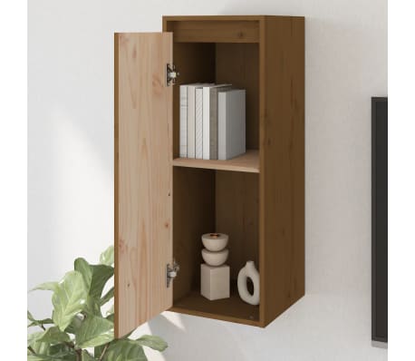 vidaXL sienas skapītis, medus brūns, 30x30x80 cm, priedes masīvkoks