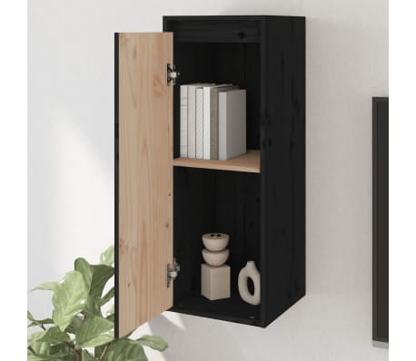 vidaXL Wall Cabinet Black 30x30x80 cm Solid Wood Pine