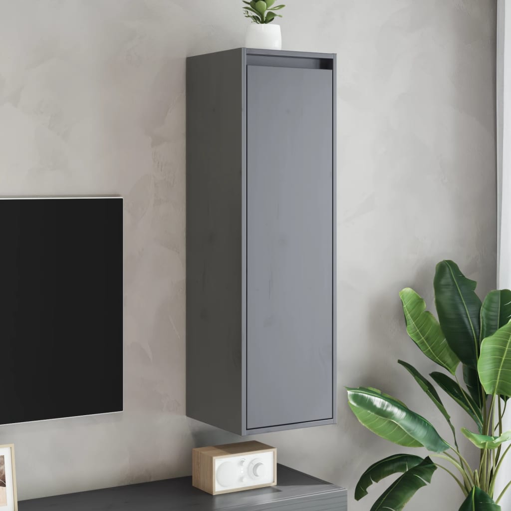 vidaXL Wall Cabinet Grey 30x30x100 cm Solid Pinewood