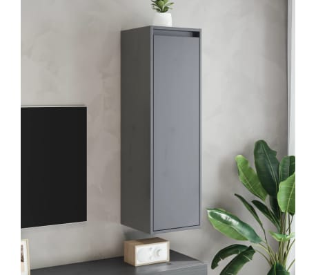 vidaXL Wall Cabinet Grey 30x30x100 cm Solid Pinewood