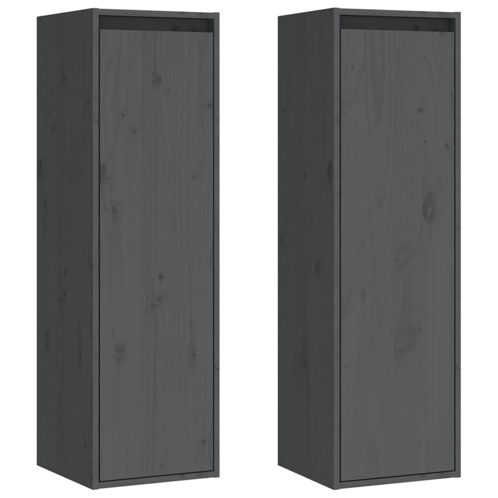 Стенни шкафове, 2 бр, сиви, 30x30x100 см, бор масив