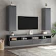 vidaXL Wandkasten 2 st 30x30x100 cm massief grenenhout grijs