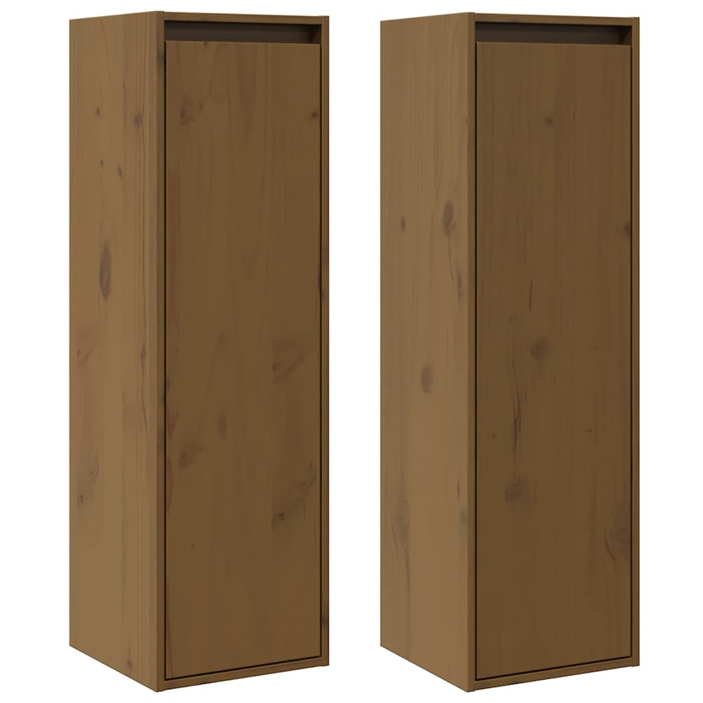 E-shop vidaXL Nástenné skrinky 2ks medovo-hnedé 30x30x100 cm masívna borovica
