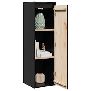 vidaXL Wall Cabinet Black 30x30x100 cm Solid Pinewood