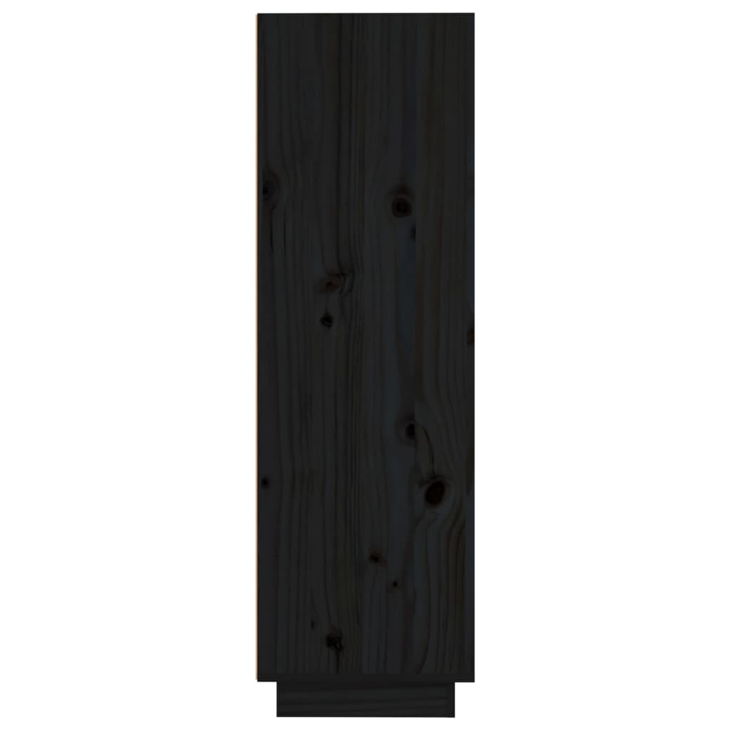Komoda černá 37 x 34 x 110 cm masivní borové dřevo