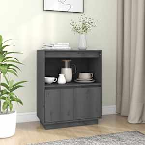 Komoda siva 60x34x75 cm trdna borovina